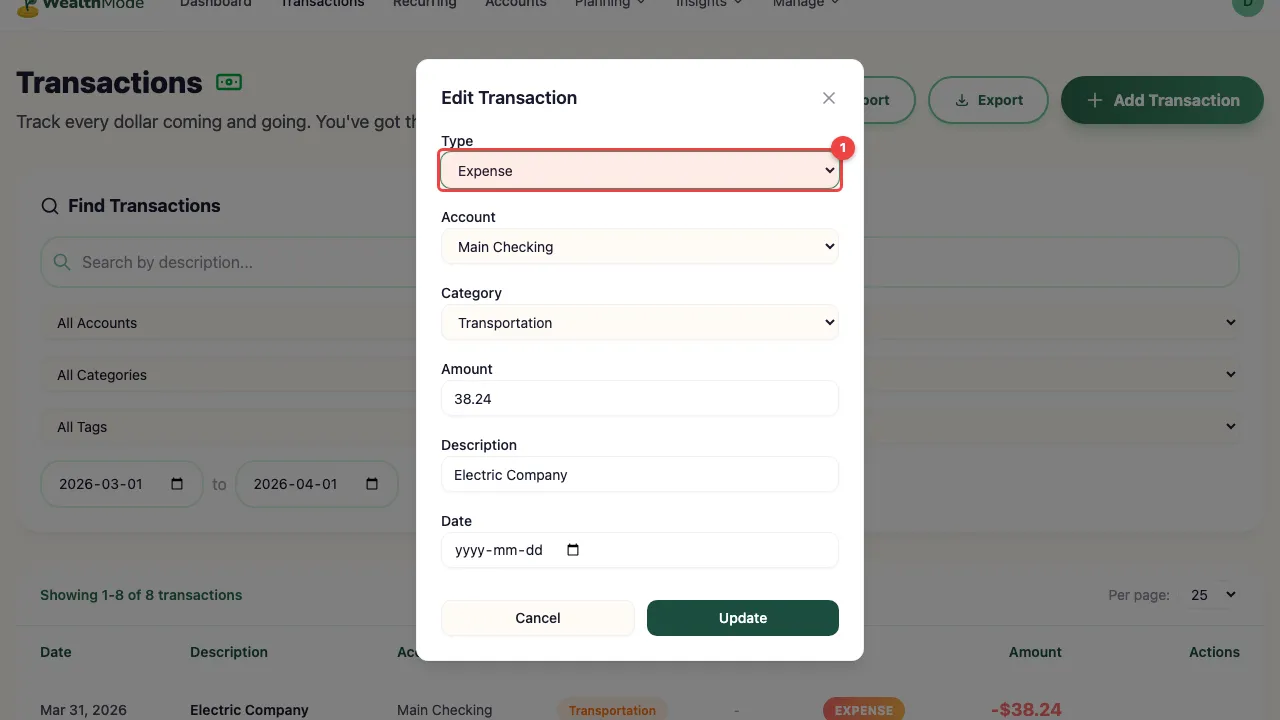 The category dropdown or picker showing available categories to choose from